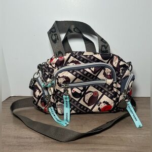 Harajuku Lovers Geisha‎ Tan/Black Nylon Crossbody Adjustable W/Charms EUC.